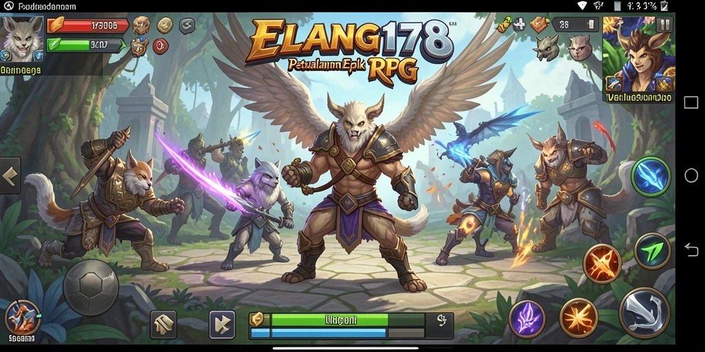 Tangkapan layar utama ELANG178 menunjukkan pertempuran mendebarkan dalam dunia RPG.