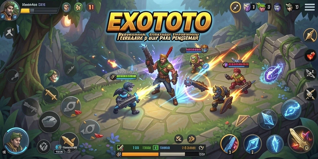 Screenshot gameplay EXOTOTO yang menampilkan strategi pertarungan yang mendebarkan.