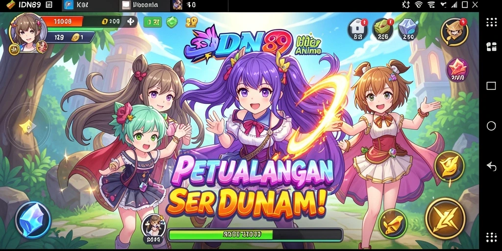 Tampilan gameplay IDN89 dengan karakter Anime unik dan pertarungan seru.