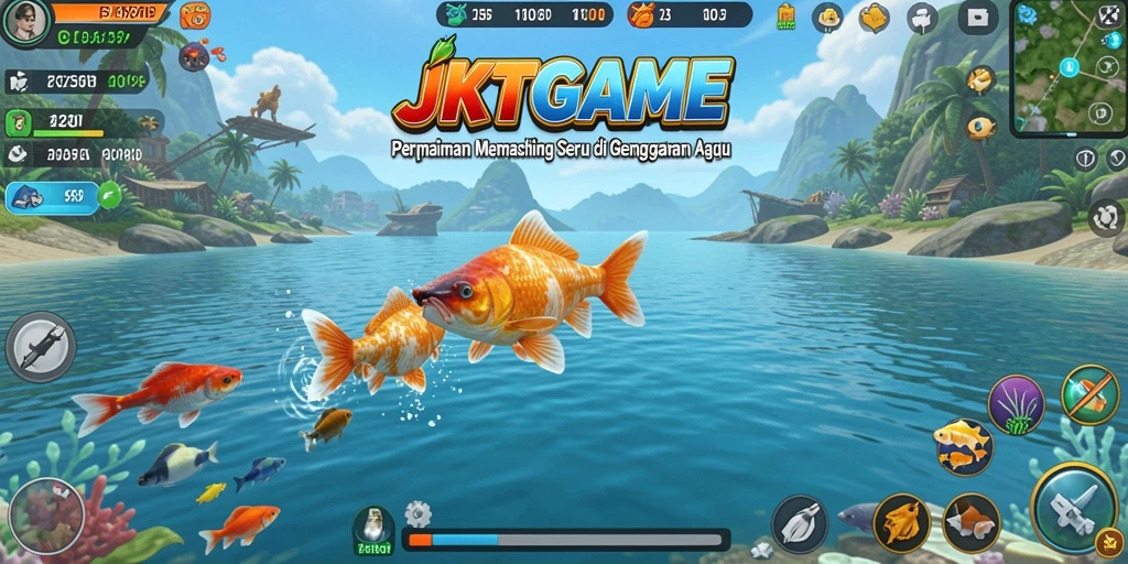 Screenshot JKTGAME menampilkan aksi memancing yang mendebarkan.