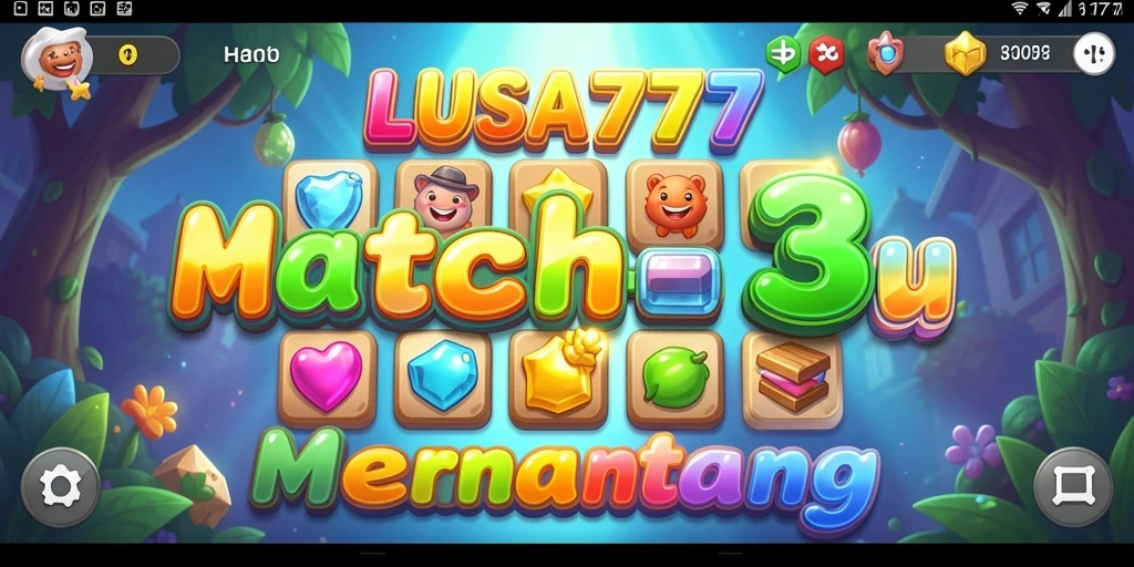 Tampak gameplay seru LUSA777 dengan aksi Match-3 yang menarik.