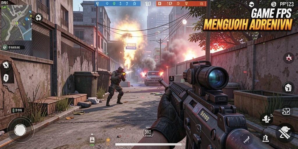 Screenshot mendebarkan dari gameplay PP123 di medan perang.