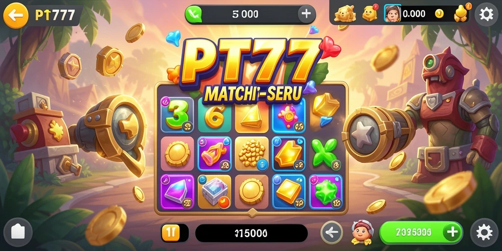 Cuplikan gameplay PT777 dengan aksi match-3 yang seru.