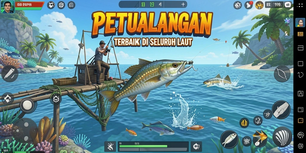 Screenshot RP99 menampilkan gameplay memancing yang seru dan menantang.