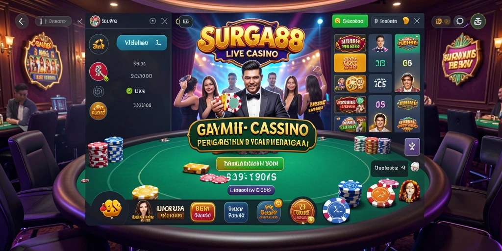 Screenshot SURGA88 menampilkan gameplay Live Casino yang mendebarkan.