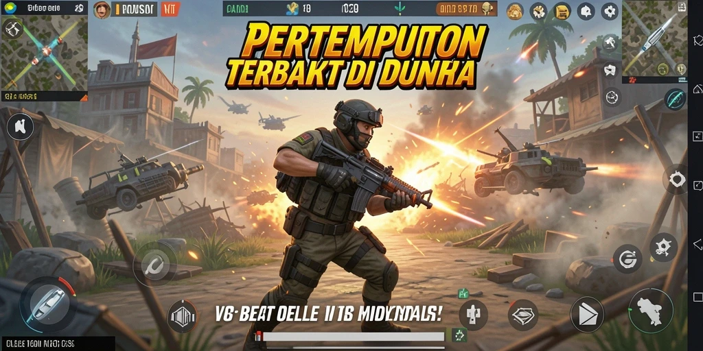 Gameplay V21 dengan grafis menakjubkan dan pertarungan seru.