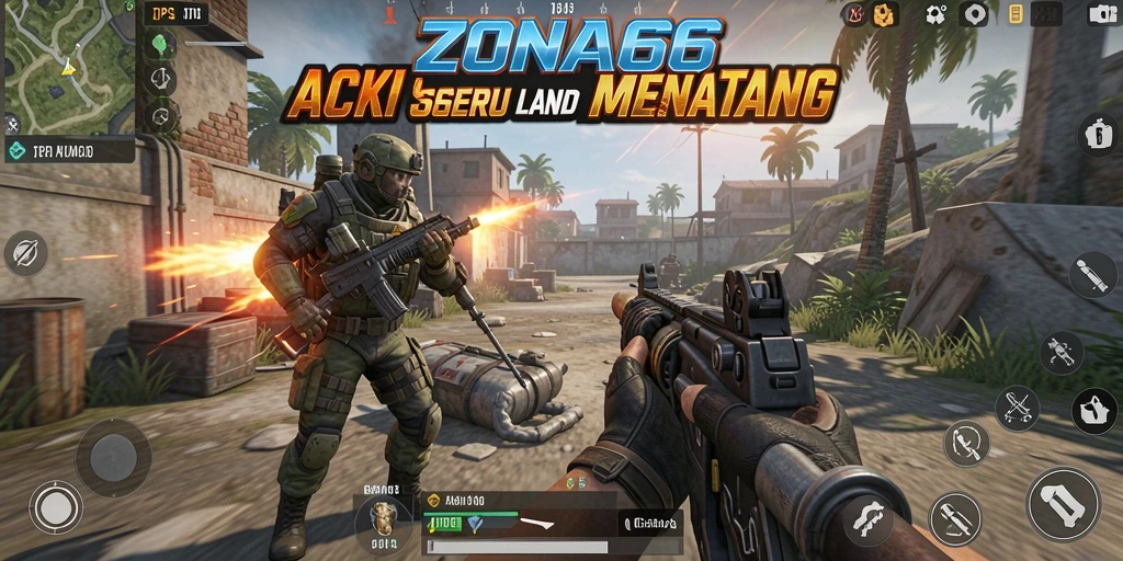 Tampilan menegangkan dari gameplay ZONA66 saat pertempuran berlangsung.